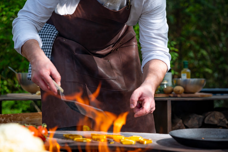 Grillschürze Leder Feuer Grill BBQ Feuer Feuerring Flammen