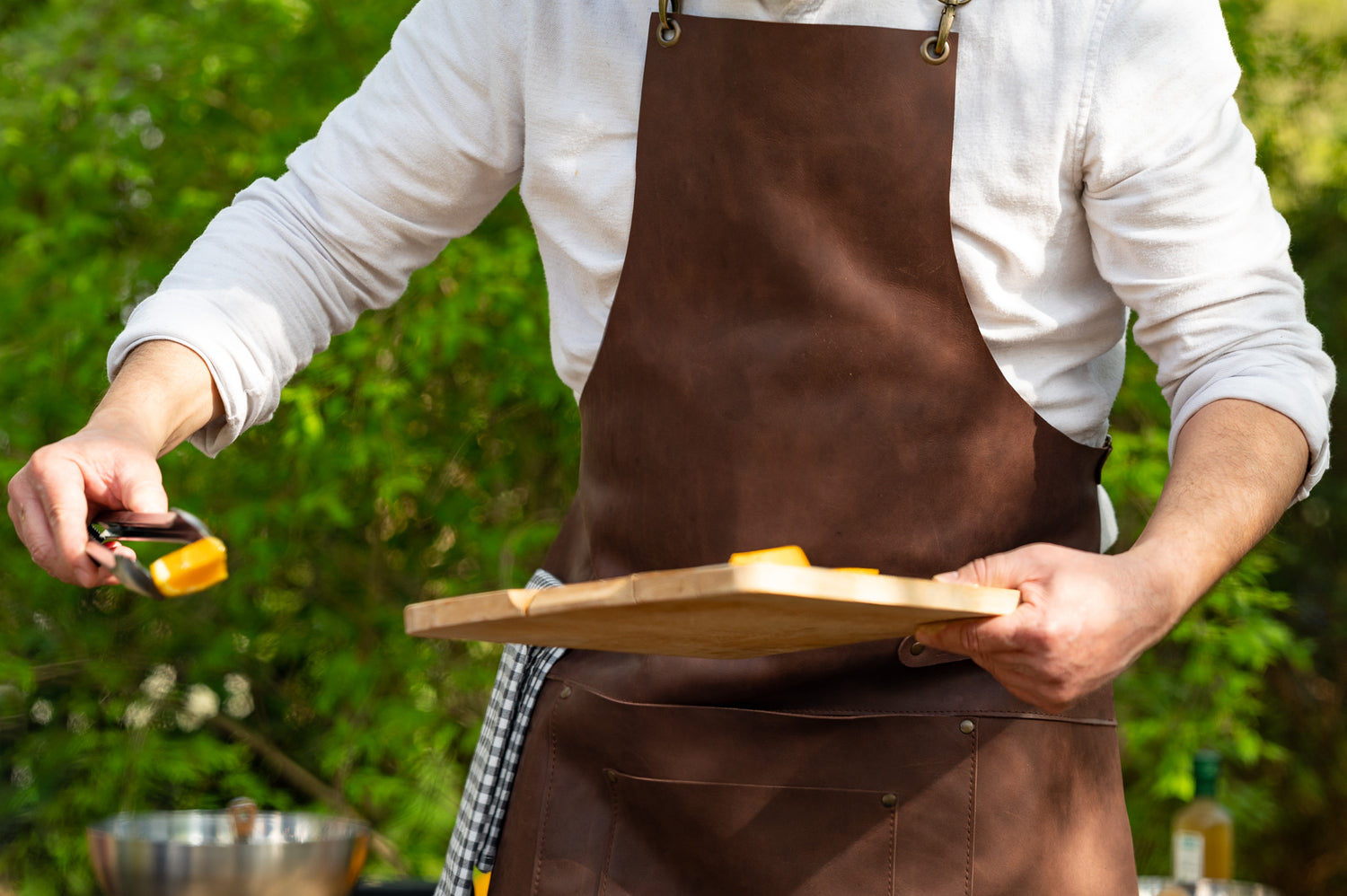 Grillschürze Leder braun