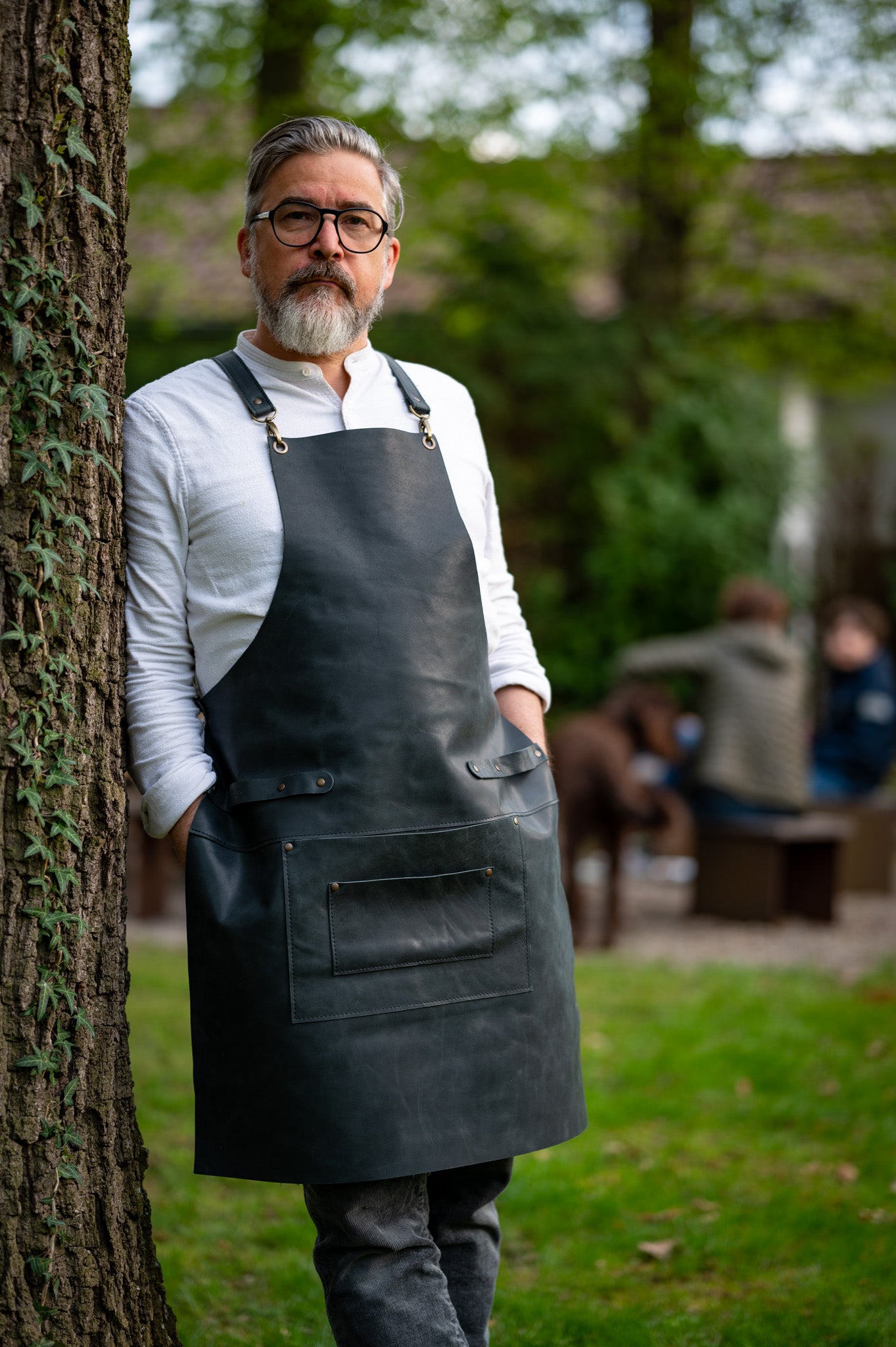 Grillschürze Leder schwarz