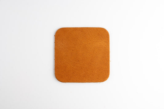 6 x Leder Untersetzer – Cognac - LederGlück Manufaktur