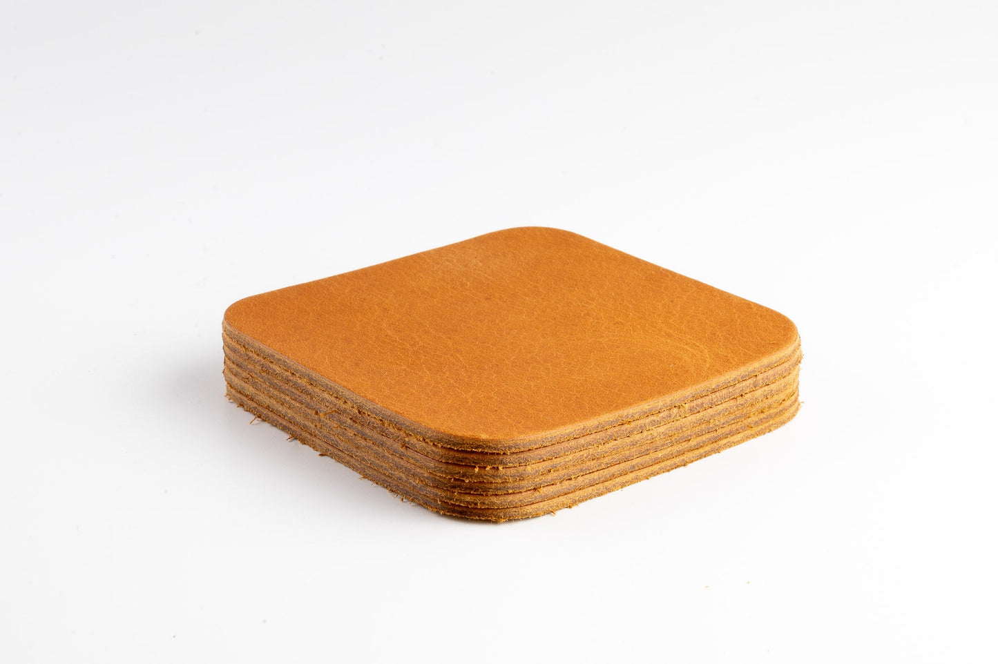 6 x Leder Untersetzer – Cognac - LederGlück Manufaktur