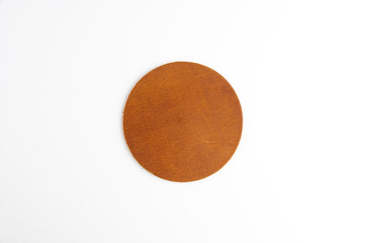6 x Untersetzer rund – Cognac - LederGlück Manufaktur