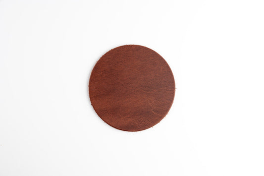 6 x Untersetzer rund – Hazel - LederGlück Manufaktur