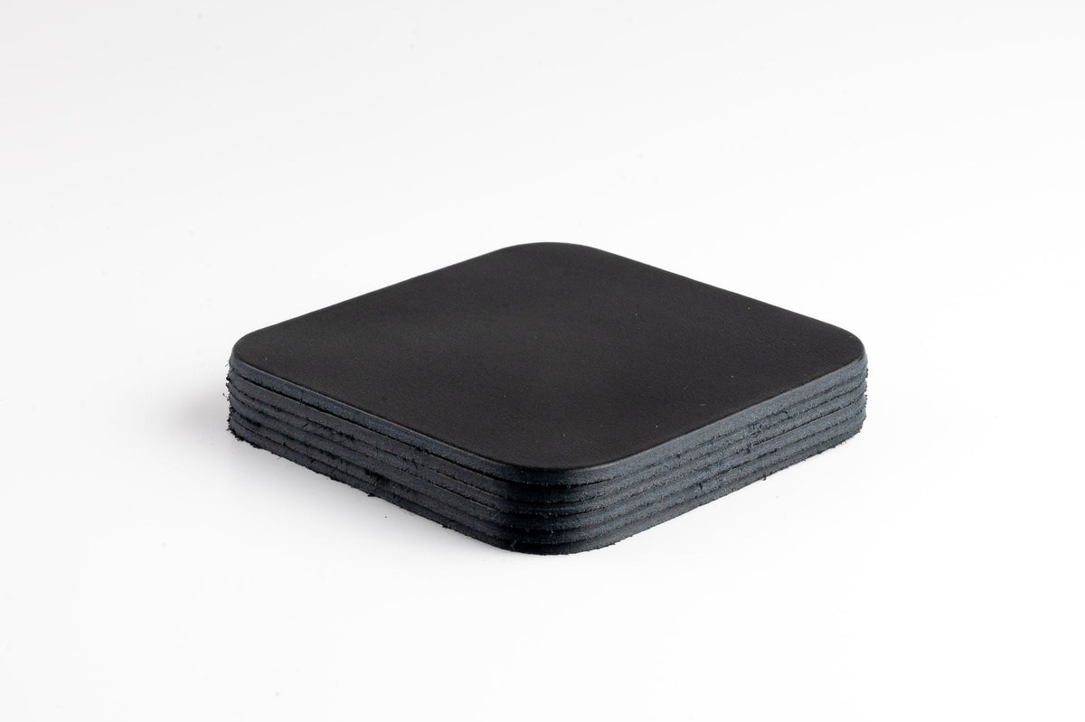 6 x Leder Untersetzer – Coal